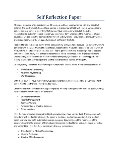 reflection paper sample reflective essay examples nursing nursing