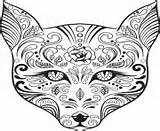 Coloring Pages Skull Sugar Cat Advanced Printable Animal Tattoo Hard Leopart Difficult Sketches Draw Print Book Color Online Info sketch template