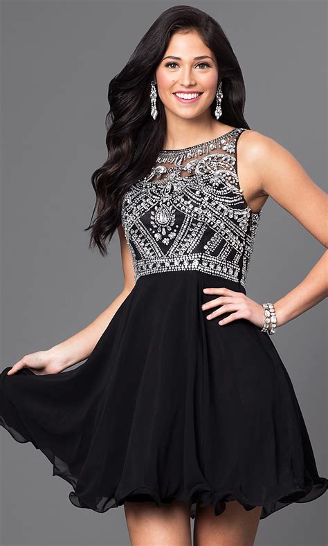 Jeweled Illusion Top Homecoming Dress Promgirl