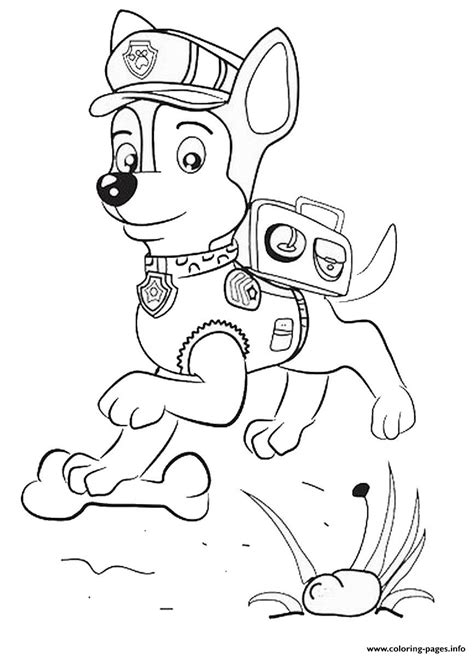 paw patrol chase jumping coloring pages printable