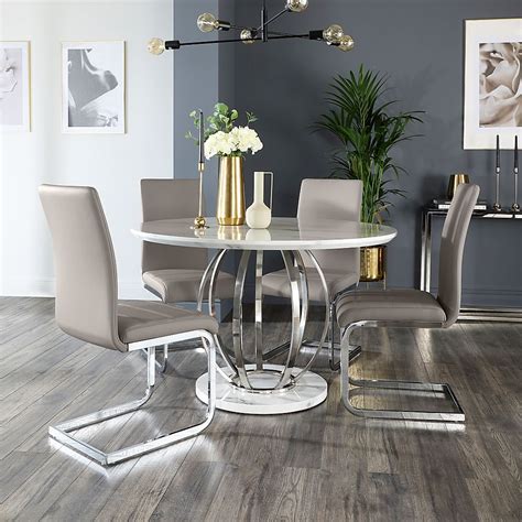 savoy  white marble  chrome dining table   perth taupe