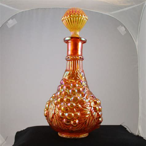 antique imperial marigold imperial grape carnival glass decanter