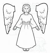 Angel Coloring Pages Kids Printable Para Anjo Angels Gabriel Bible Anjos Montar Recortar Modelos Asas sketch template