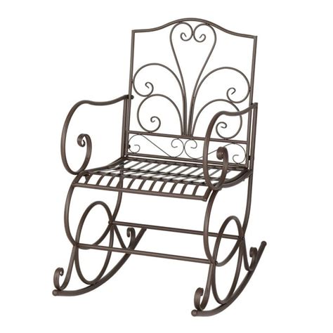Ktaxon Wrought Iron Rocking Chair With A Scrolled Metal Design Rust