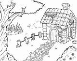 Coloring Cottage Pages House Printable Drawing Colouring Color Drawings Cottages Homes Sheets Grayscale Board Country Farm Getdrawings Draw Print Getcolorings sketch template