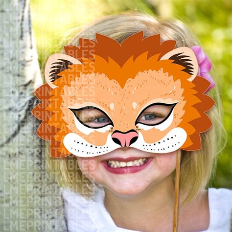 lion mask printable animal masks childrens party  halloween etsy