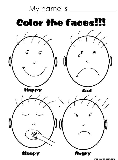 child feelings coloring page sketch teach feelings kindergarten