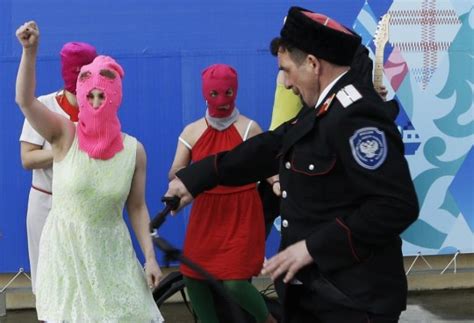pussy riot whipped by cossack militia during sochi protest
