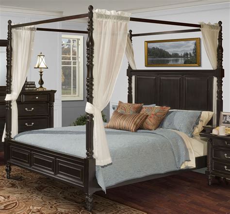 martinique rubbed black king canopy bed  drapes   classics     coleman