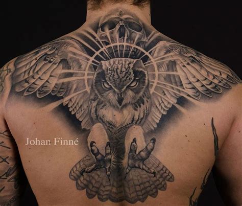 owl and skull back tattoo back tattoos for guys mens owl