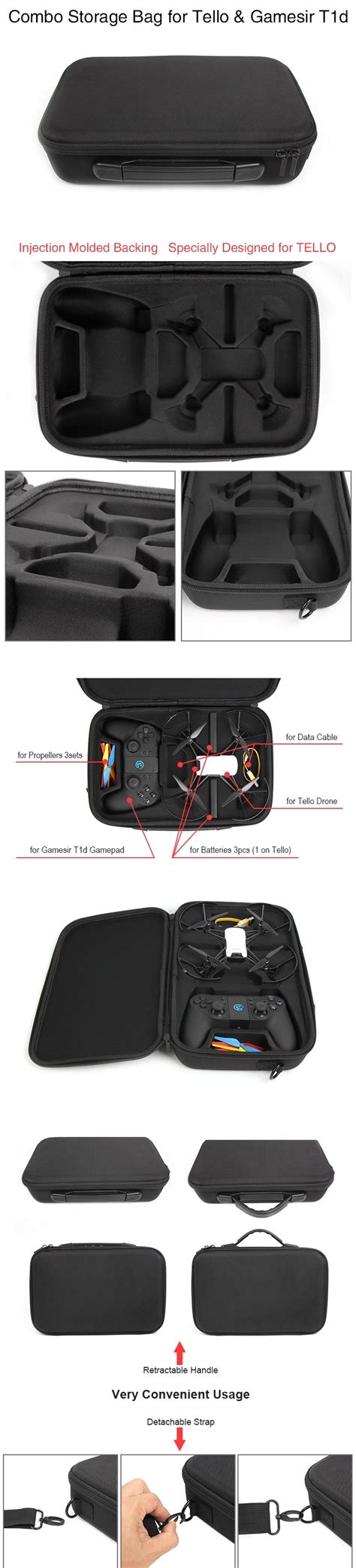 handbag storage shoulder bag carrying case  dji ryze tello gamesir td remote controller
