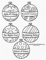 Jesus Names Ornaments Advent Bible Printables Coloring Christmas Color Story Print sketch template