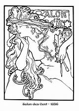 Mucha Coloring Alphonse Pages Nouveau Alfons Getcolorings Elegant Choose Board Works sketch template