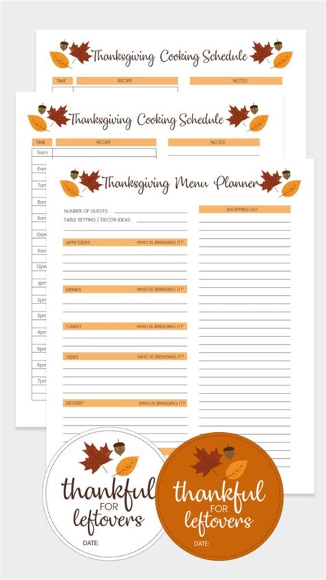 thanksgiving menu template schedule tags lil luna