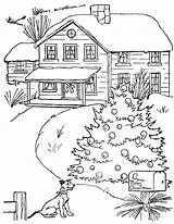 Coloring Pages Country Christmas Scenes Tree Printable Book Color 도안 Farm Adult 크리스마스 Houses Colouring Books Adults Winter Under Google sketch template