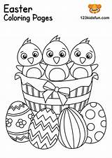 Easter Pages Coloring Kids Basket Fun Bunny Egg Chick sketch template