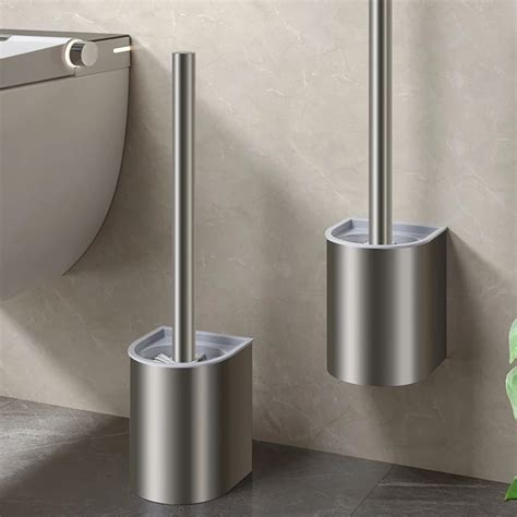 ruimte aluminium toiletborstelhouder op de muur gemonteerd zonder boren verticaal badkamer