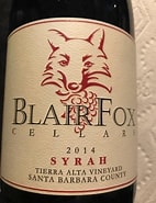 Image result for Blair Fox Syrah Tierra Alta. Size: 142 x 185. Source: www.cellartracker.com