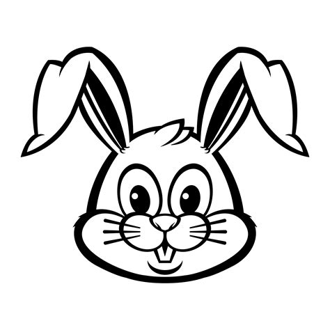 rabbit head clipart black  white bunny face clipart black