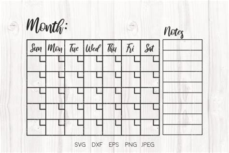 monthly calendar  notes graphic  vitaminsvg creative fabrica