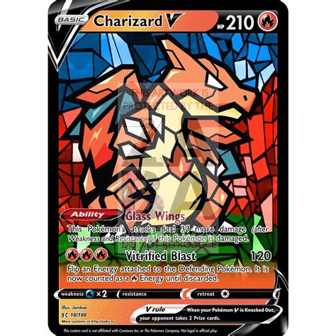 Charizard V Stained Glass Custom Pokemon Card Zabatv