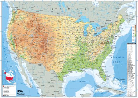 usa physical map tiger moon