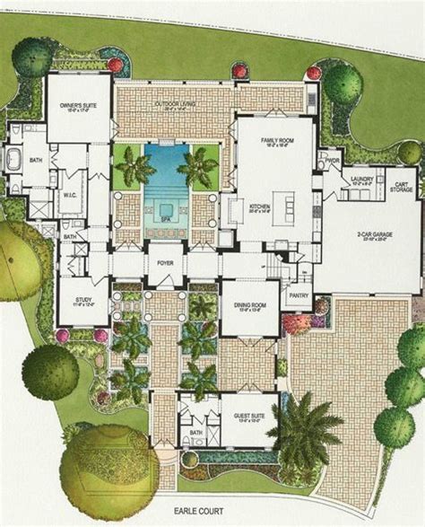 home house floor plans house design courtyards flooring   plan lot building
