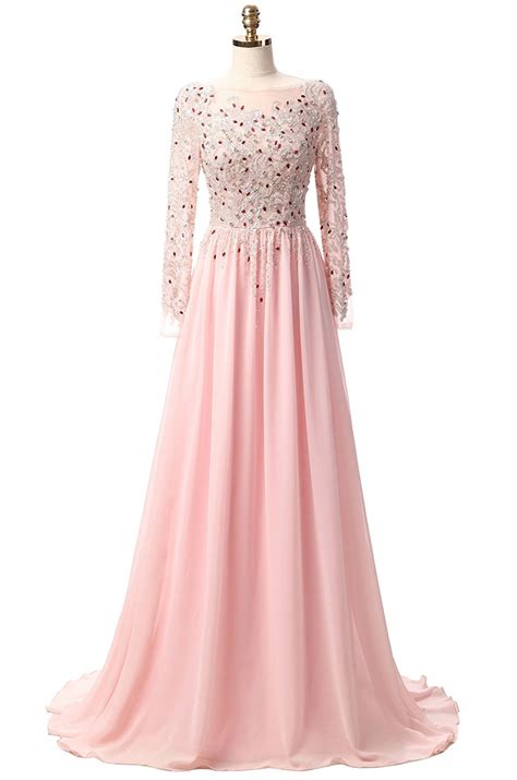 Women S Pink Lace Appliques Bridesmaid Dress Beaded
