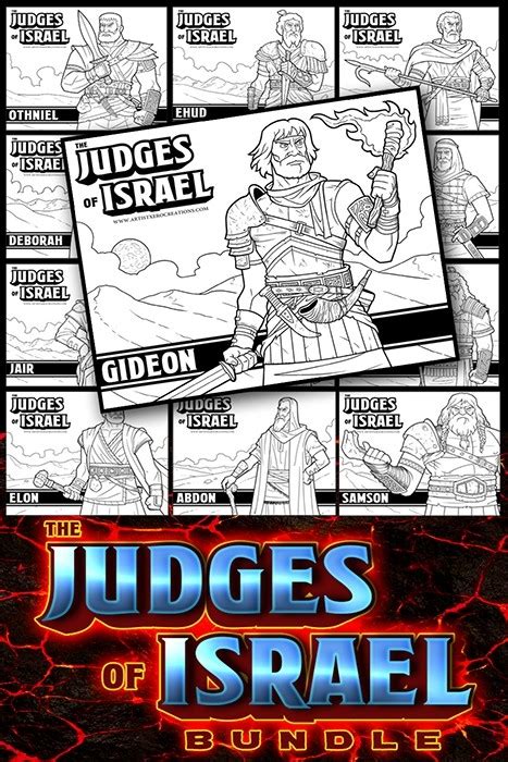 judges  israel bundle pack  heroes   bible coloring pages