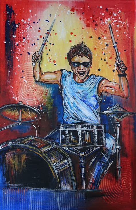 drummer  musiker bild gemaelde bunt acrylbild leinwandbild musik