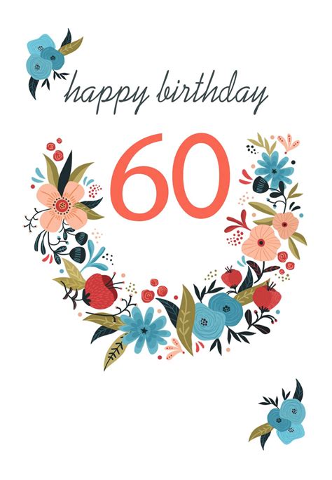 Floral 60 Free Birthday Card Greetings Island In 2020