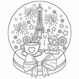 Volwassenen Premium Sneeuwbol Adultos Eiffeltoren Eiffel Nieve sketch template