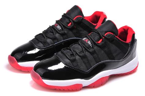 Nike Air Jordan 11 Xi Bred Low Retro True Red Black Men Shoes 528895