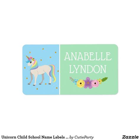 unicorn child school  labels editable color zazzlecom