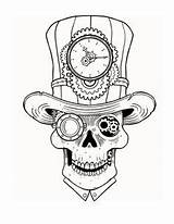 Steampunk Coloring Drawing Pages Skull Adult Tattoo Cat Book Ru Cheshire Skulls Choose Board Fashion Halloween Color Gothic sketch template