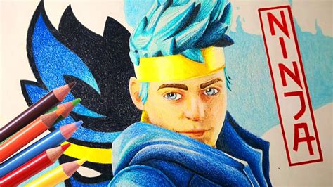 drawing fortnite ninja skin colored pencils polychromos  time