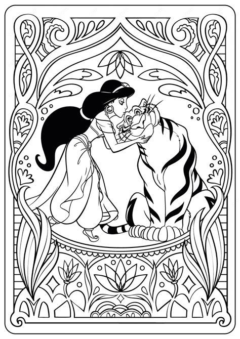 coloring pages printable princess jasmine coloring pages