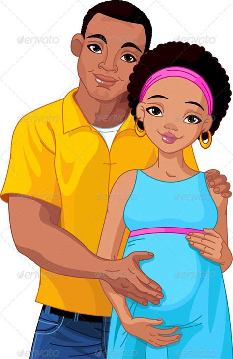 pregnant pair cartoon lady and couple