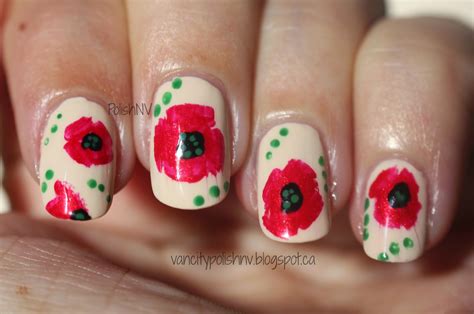 polishnv remembrance day poppy nail art