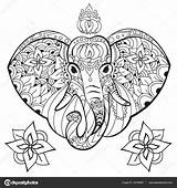 Kleurplaat Olifant Volwassenen Zen Antistress Doodle Kinderen Stijl Elephant Pagina Stockillustratie sketch template