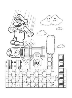 bit mario coloring page coloring book  coloring pages