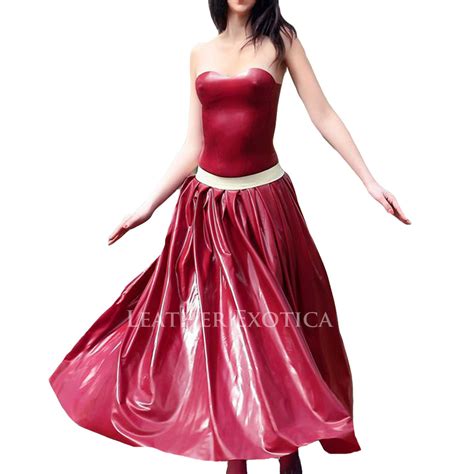 sexy style backless pvc red leather gown leatherexotica