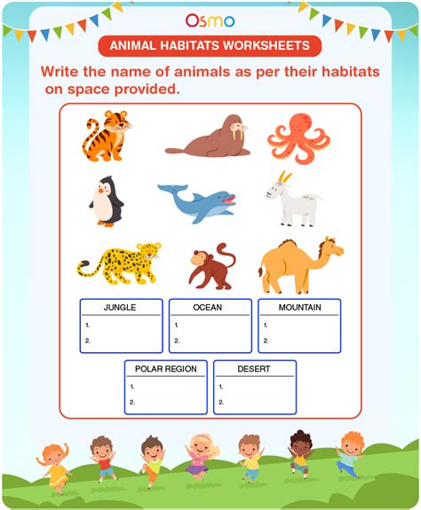 worksheets animals   habitats