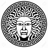 Medusa Greek Gorgon Head Vector Snake Circle Clipart Hair Coloring Logo Versace Ancient Patterns Greece Meander Illustration Méduse Drawing Gorgone sketch template