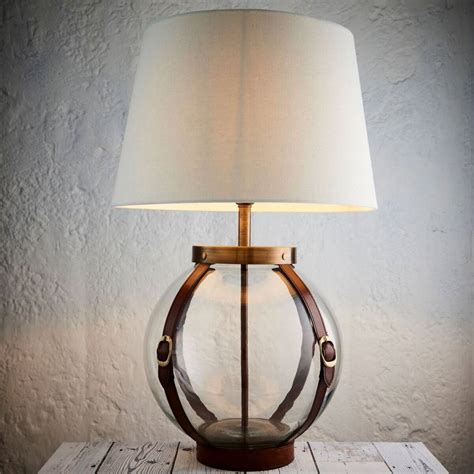 Country Chic Leather And Glass Globe Table Lamp Lightbox