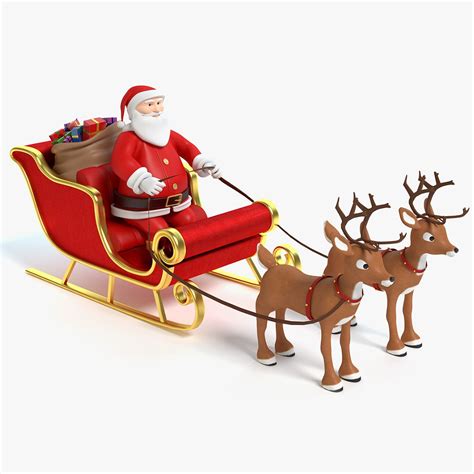 cartoon santa sleigh reindeer max  model santa sleigh christmas
