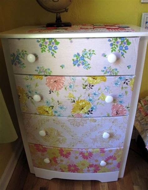 mod podge dresser from vintage sheets this diy furniture project is so