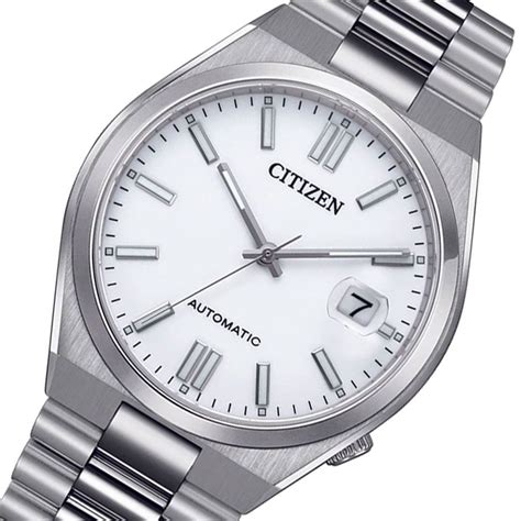 citizen automatic nj  white dial stainless steel mens   hub