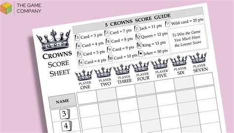 crowns score sheet printable  crowns score card  size digital