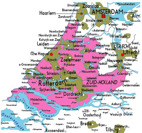 map  zuid holland province city map  netherlands political regional province
